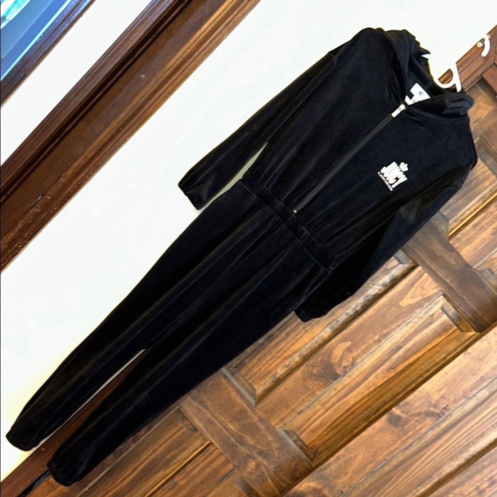 Juicy Couture Black Plush Jumpsuit with Zipper